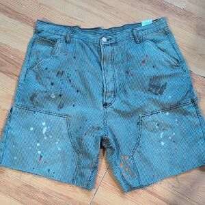 MNML Black and White Striped Cargo Shorts